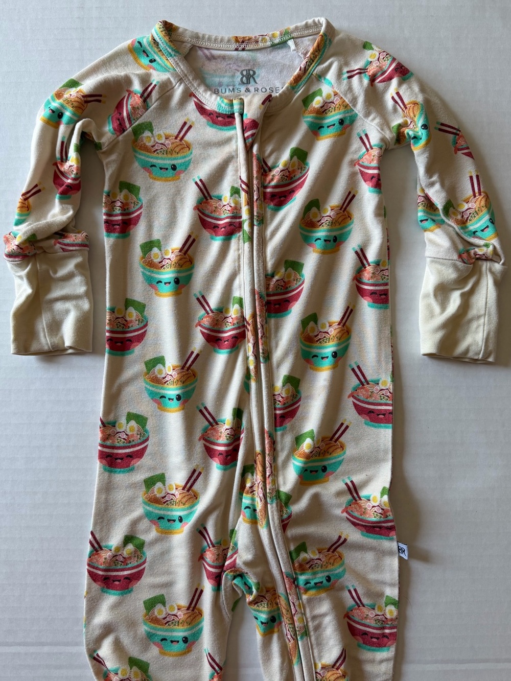 Bums & Roses Ramen Bamboo Convertible Zippy Pajamas 18-24M